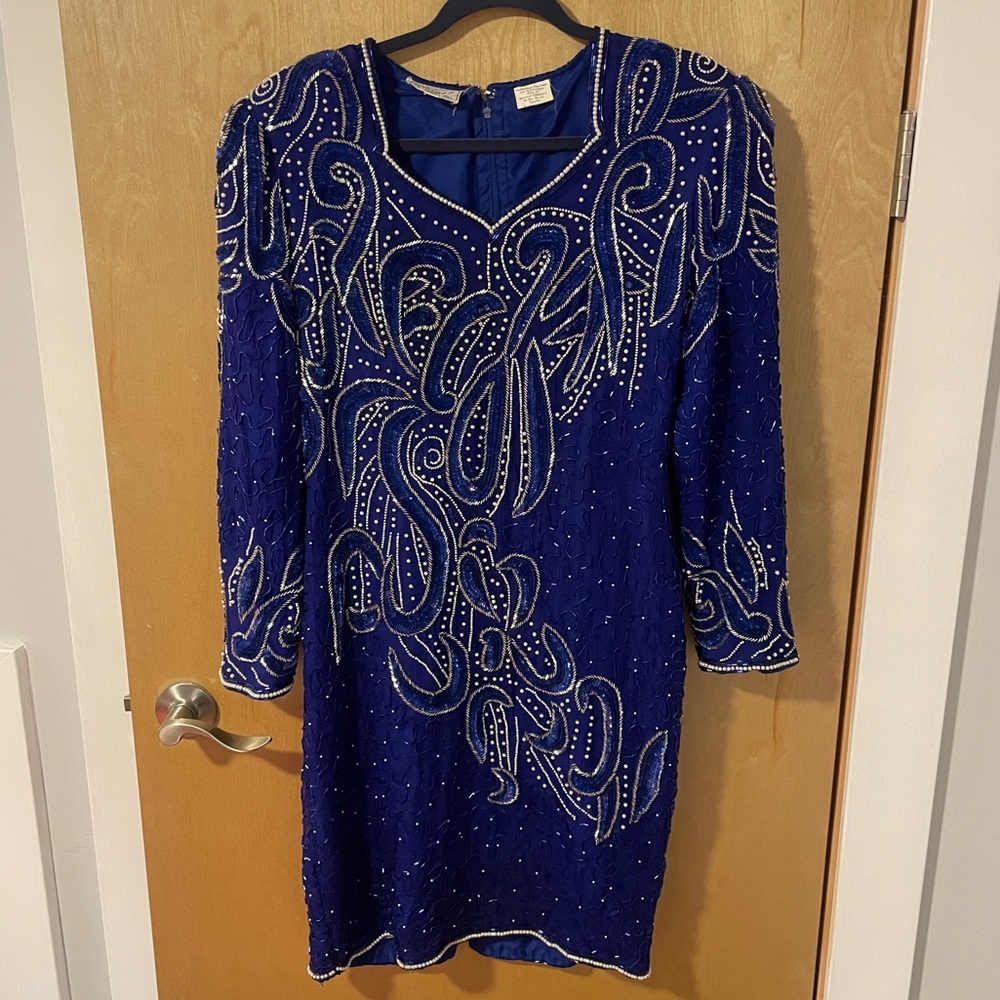 Stenay Vintage Blue Beaded Dress Size 6